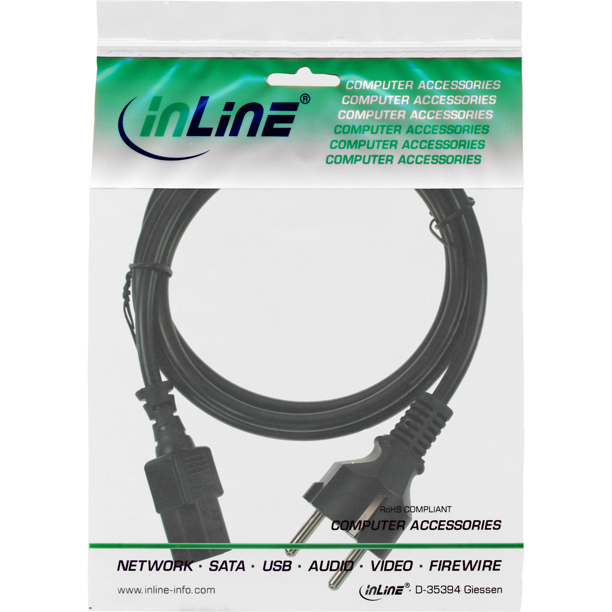 INLINE Netzkabel Schutzkontakt gerade auf Kaltgeraetestecker C13 1,5m schwarz INLINE Netzkabel Schutzkontakt gerade auf Kaltgeraetestecker C13 1,5m schwarz