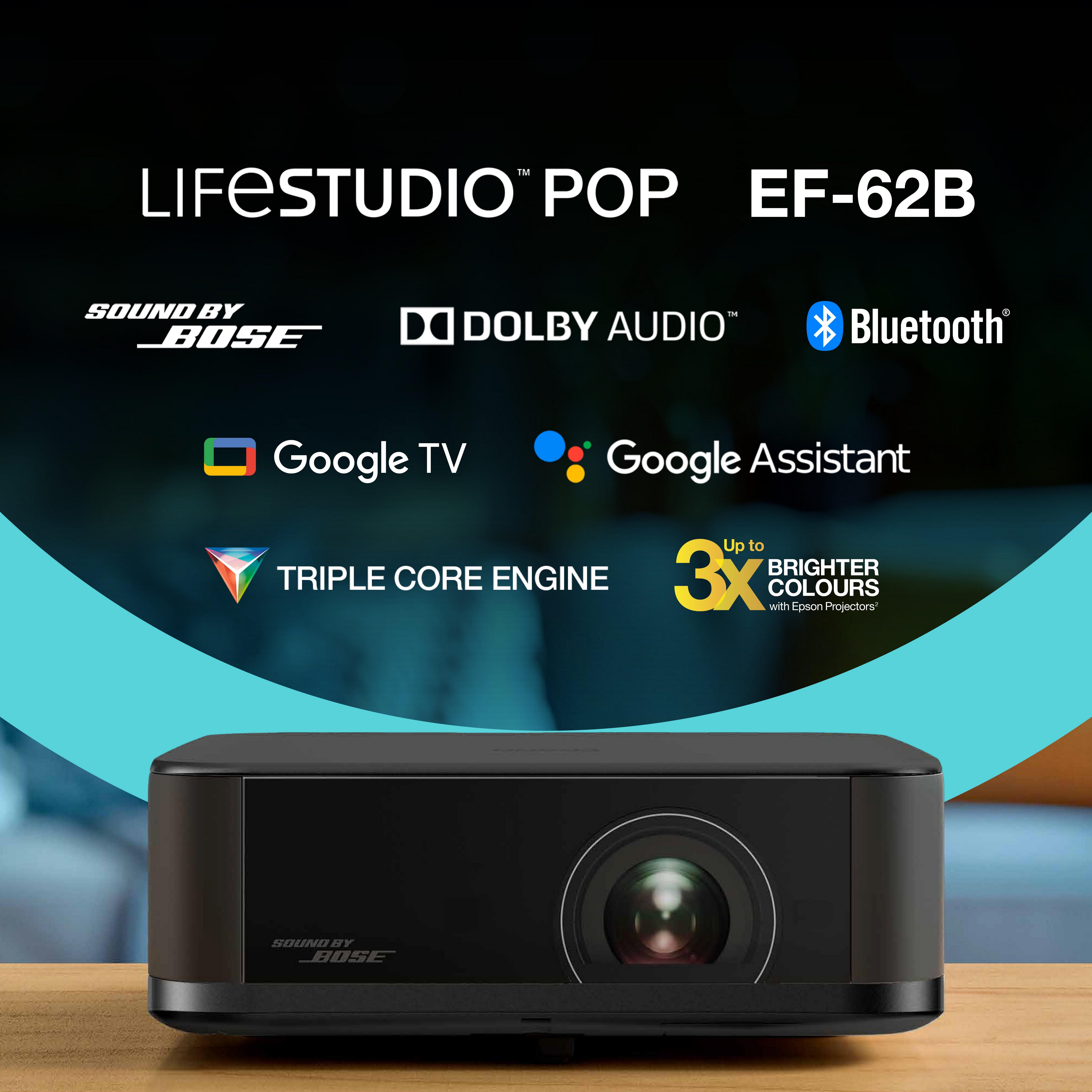 EPSON Lifestudio POP Projector 700lm EF62B Metallic Black