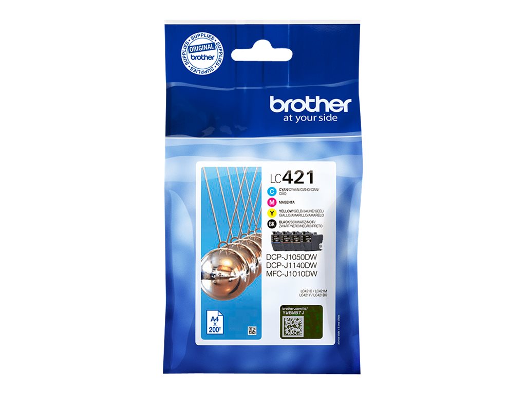 BROTHER 4-pack of Black Cyan Magenta and Yellow 200-page standard capacity ink cartridges for DCP-J1050DW MFC-J1010DW and DCP-J11 BROTHER 4-pack of Black Cyan Magenta and Yellow 200-page standard capacity ink cartridges for DCP-J1050DW MFC-J1010DW and DCP-J11