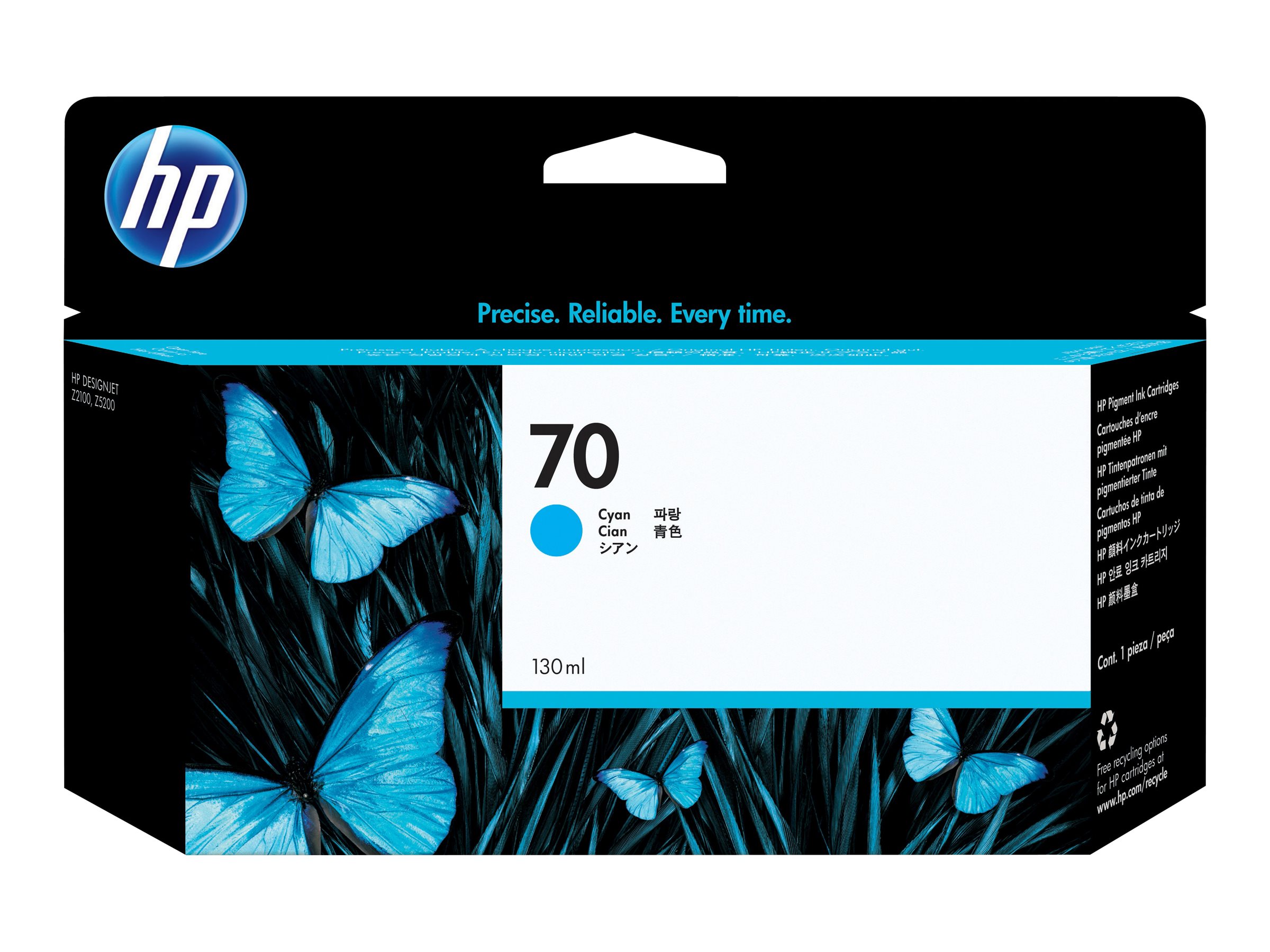 HP 70 original Ink cartridge C9452A cyan standard capacity 130ml 1-pack with Vivera Ink cartridge HP 70 original Ink cartridge C9452A cyan standard capacity 130ml 1-pack with Vivera Ink cartridge