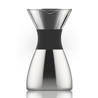 Asobu - Pour Over Filterkaffeebereiter Silber Schwarz Elegantes Design mit einer Funktionalität, die aufgegossenen Filterkaffee auf ein neues Niveau hebt!