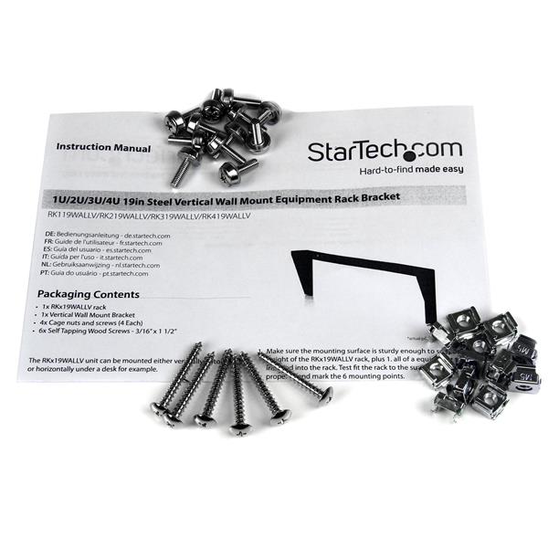 STARTECHCOM 4U 19in Steel Vertical Wall Mount Equipment Rack Bracket