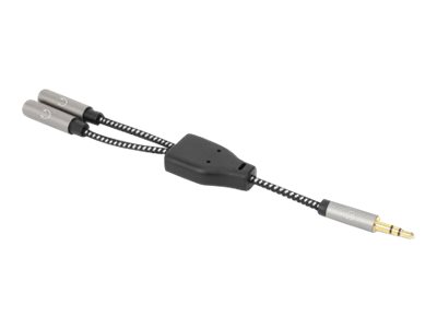 MANHATTAN Kopfhörer Y-Kabel mit Aux 3,5mm Klinkenstecker auf 2 x Buchse 15cm vergoldete Kontakte geflochtenes Nylon schwarz/silber MANHATTAN Kopfhörer Y-Kabel mit Aux 3,5mm Klinkenstecker auf 2 x Buchse 15cm vergoldete Kontakte geflochtenes Nylon schwarz/silber