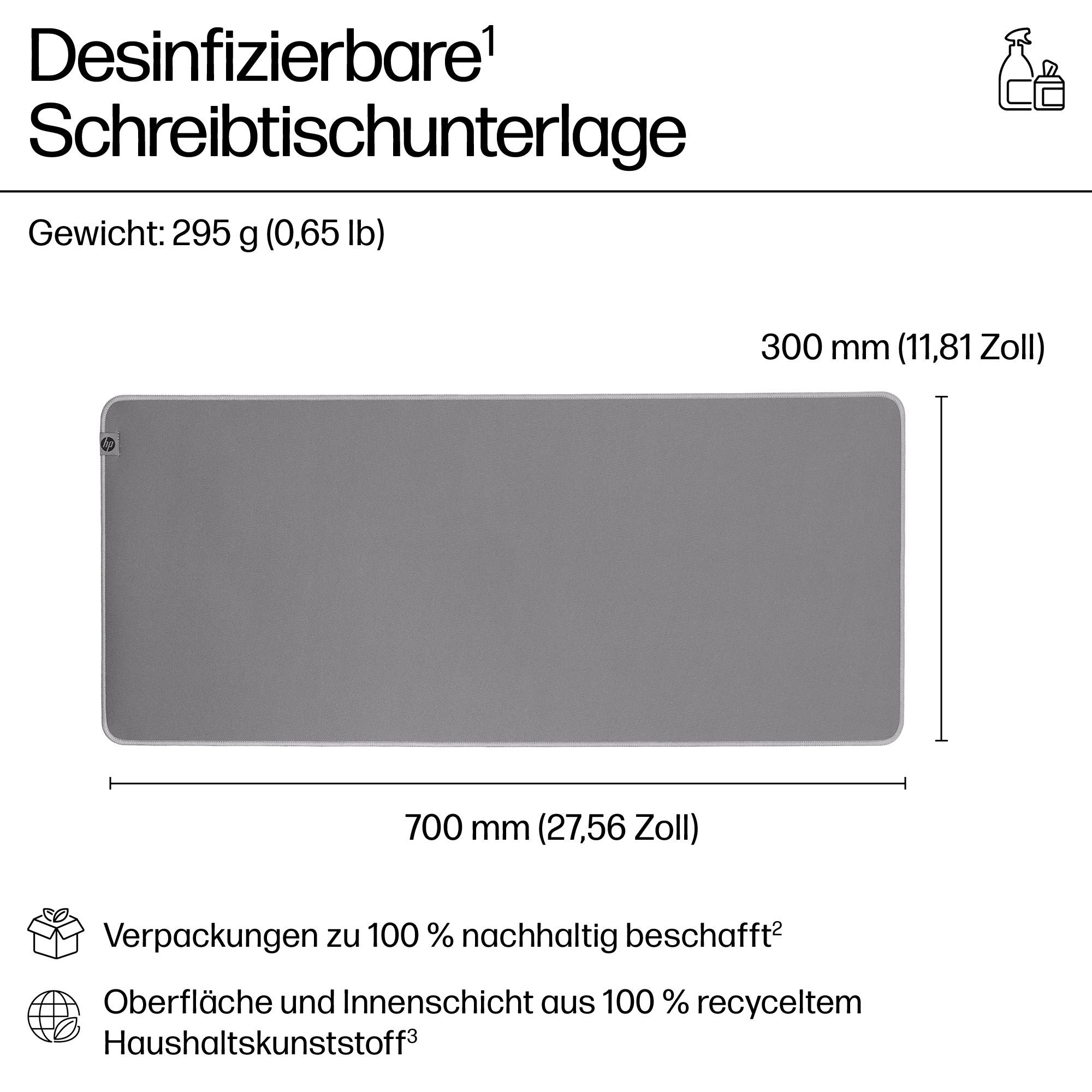 HP 200 Sanitizable Desk Mat P