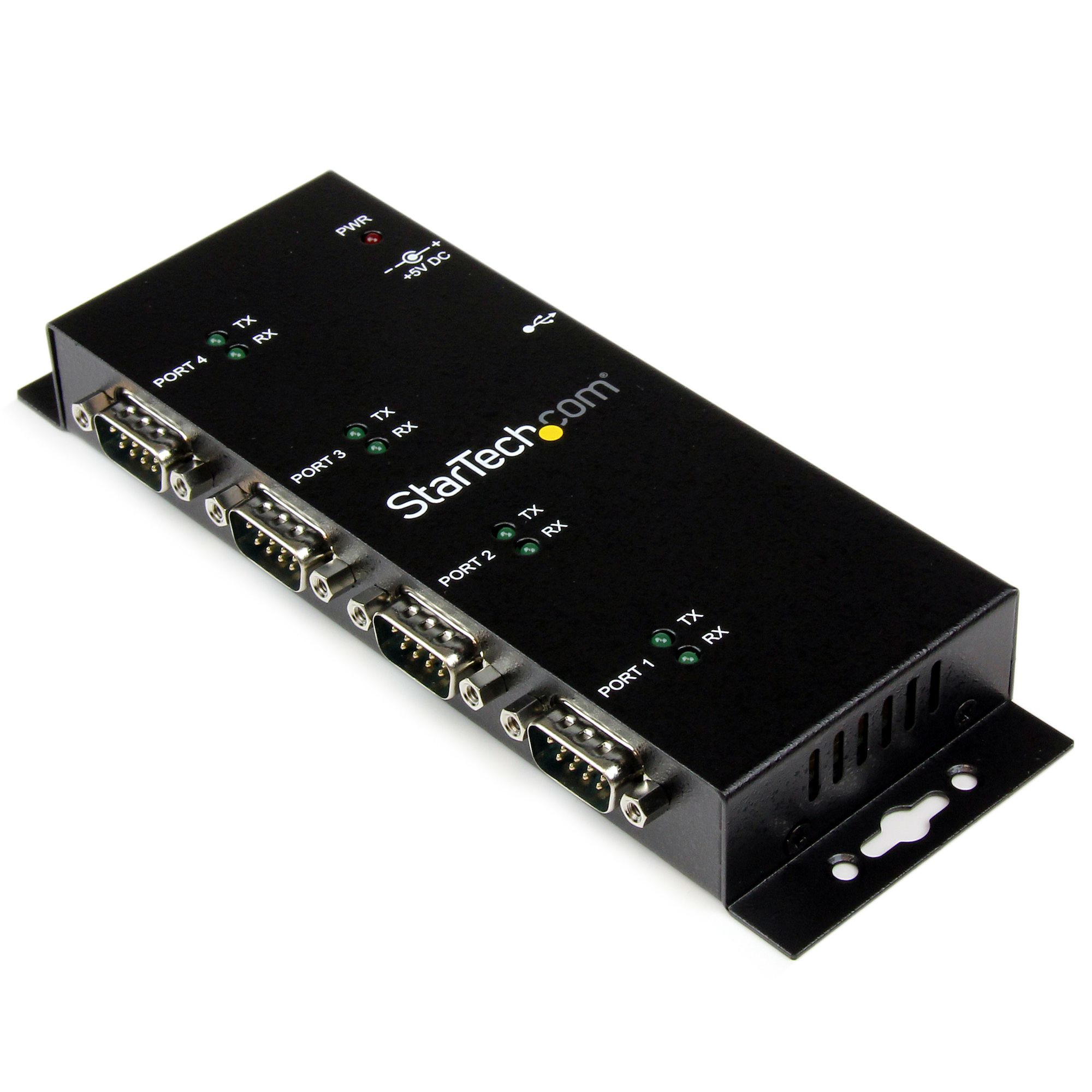 STARTECHCOM 4 Port USB auf Seriel RS232 Adapter Hub Industriell DINScheinen Wandmontagefähig USB auf Seriell DB9 Konverte
