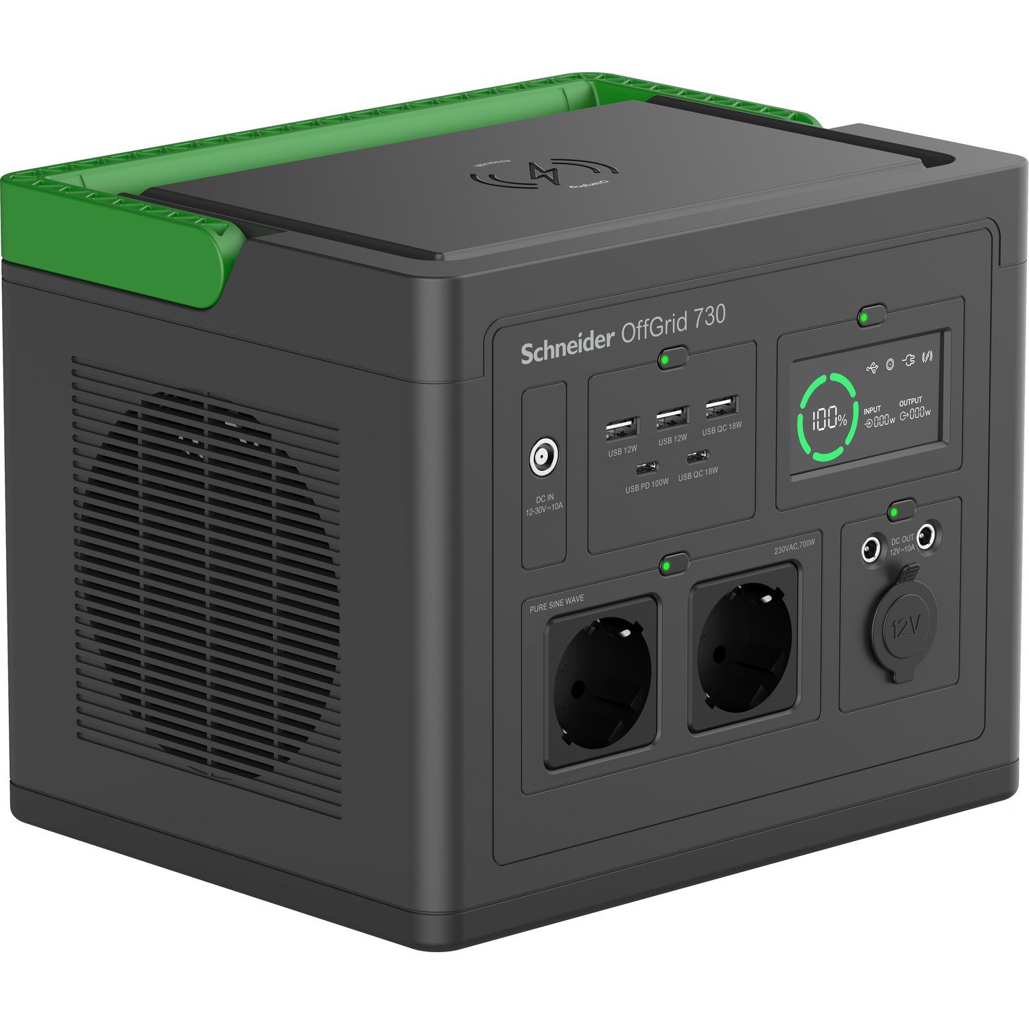 APC Schneider OffGrid Power Station 730 LCD Lithium‑Ionen kabelloses Laden