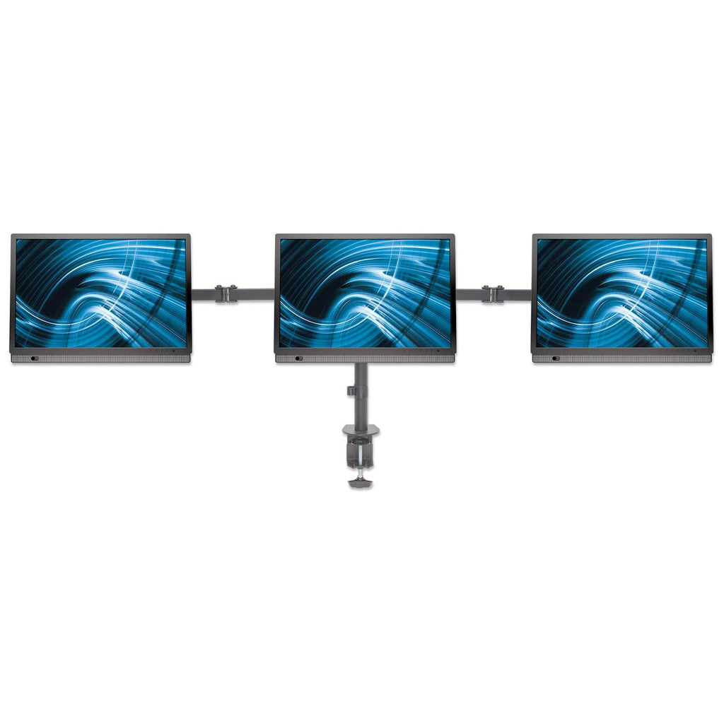 MANHATTAN LCD Monitorhalterung fuer 3 Displays zweichfach schwenkbar Tischhalterung mit 2 Monitorarmen bis 68,58cm 27Zoll schwarz