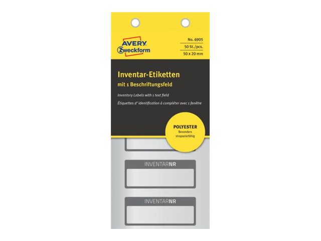 50 AVERY Zweckform Inventaretiketten 6905 schwarz 50,0 x 20,0 mm 50 AVERY Zweckform Inventaretiketten 6905 schwarz 50,0 x 20,0 mm