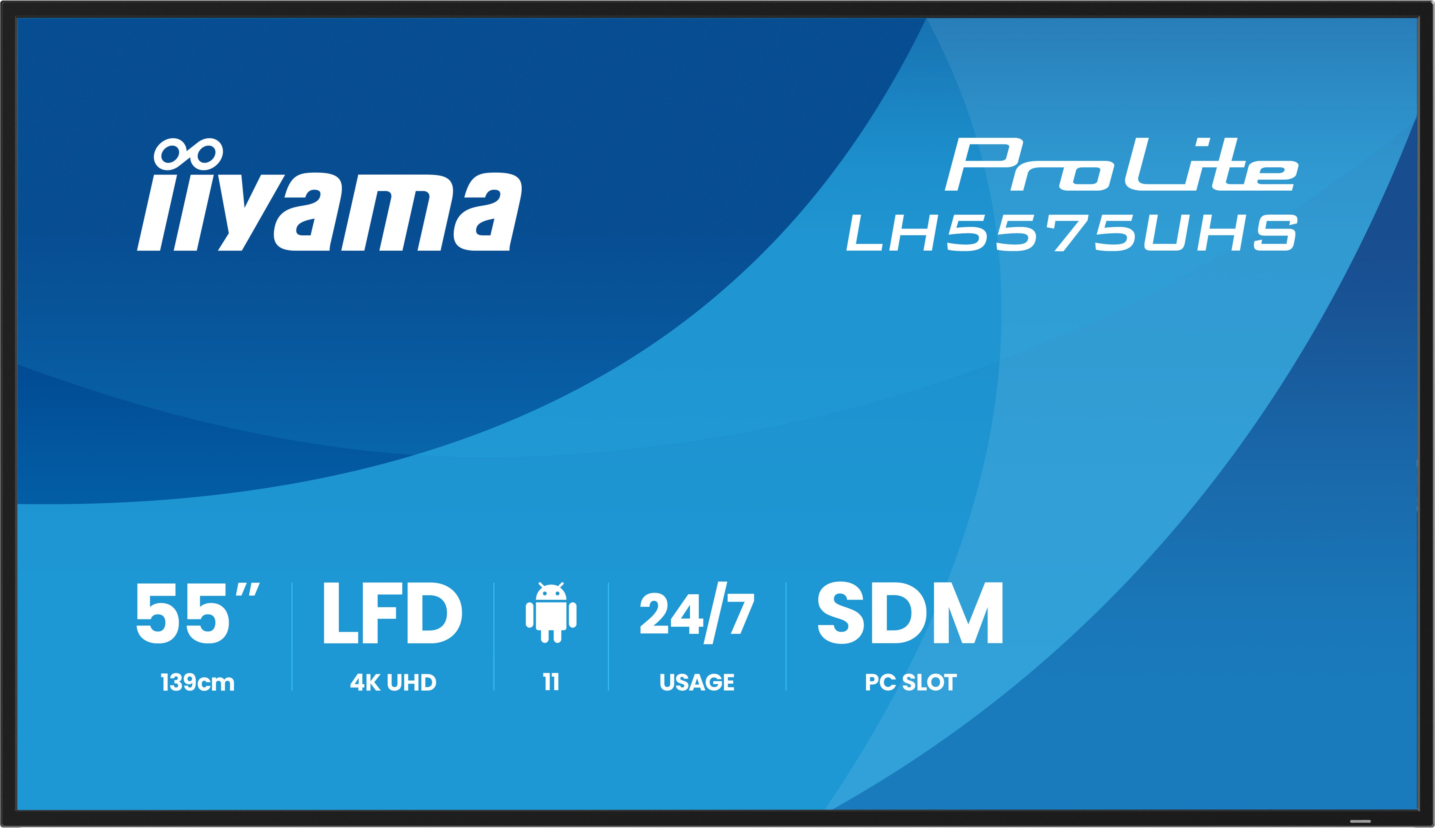 IIYAMA LH5575UHSB2AG 139,7cm 55Zoll 3840x2160 UHD IPS panel Haze 25Percent 500cdm Landscape and Portrait
