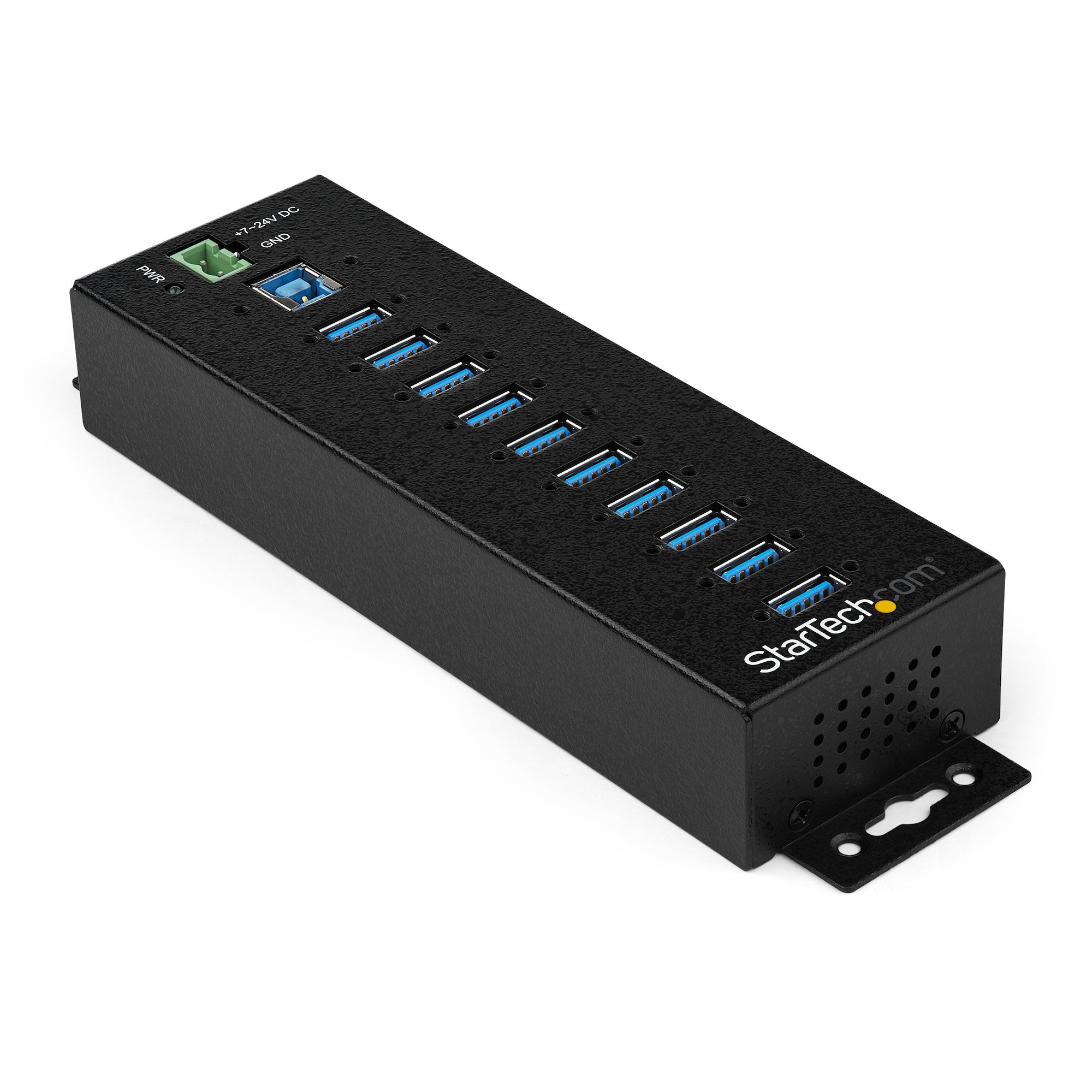 STARTECHCOM 10Port Industrial USB 30 Hub with External Power Adapter ESD 350W Surge Protection HB30A10AME