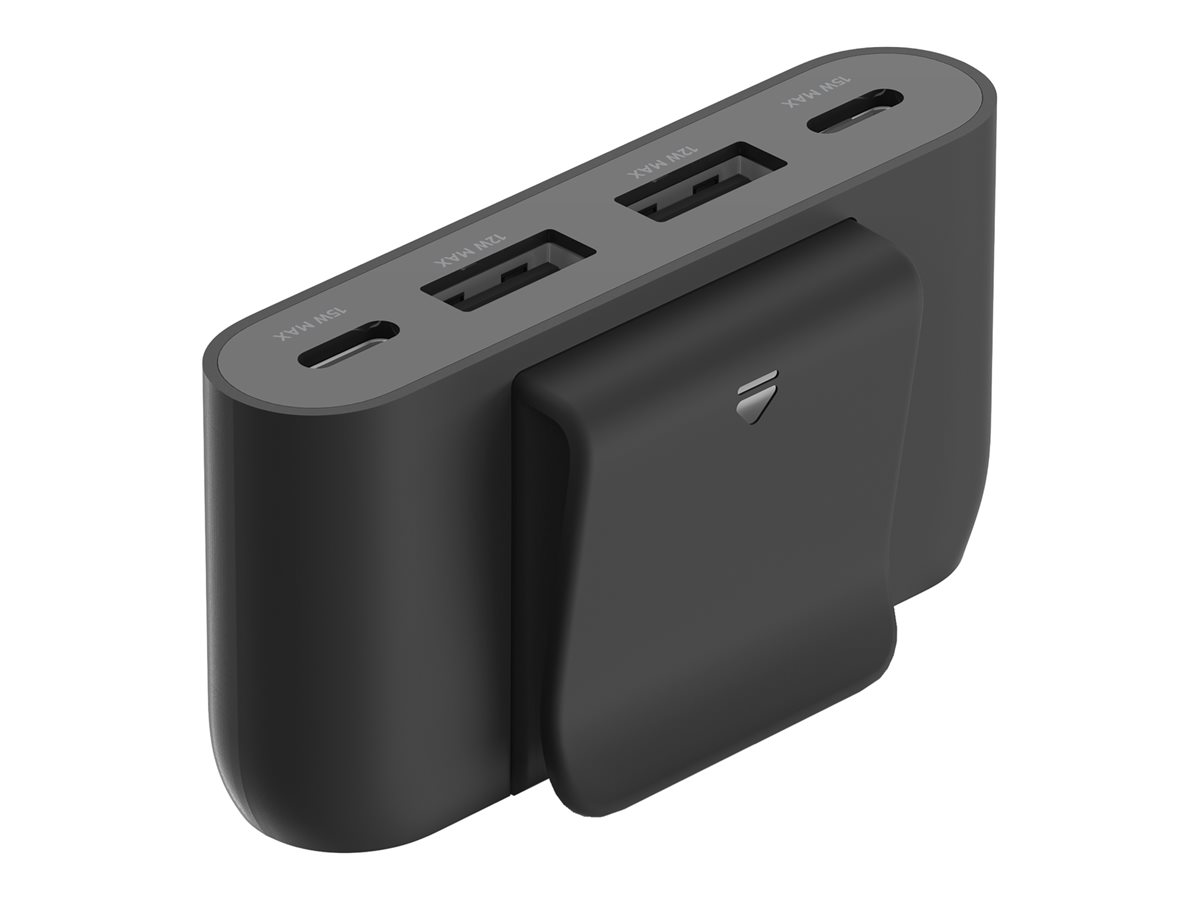 4-Port USB-Splitter 2x USB-C,2xUSB-A, max.30 W, schwarz