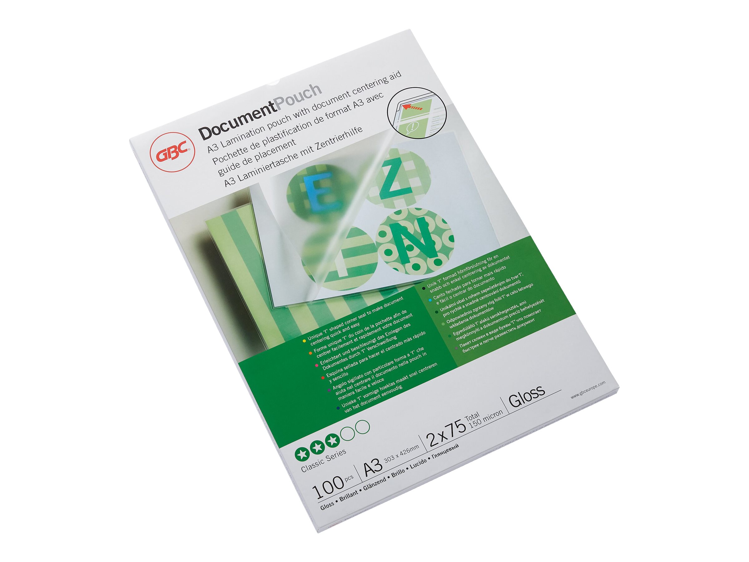 100 GBC Laminierfolien glaenzend fuer A3 75 micron 100 GBC Laminierfolien glaenzend fuer A3 75 micron