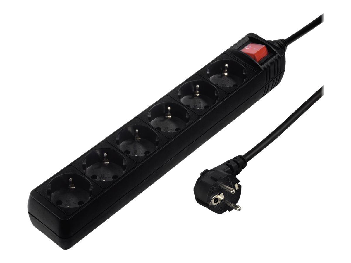 hama 6fach Steckdosenleiste mit Schalter 5,0 m schwarz