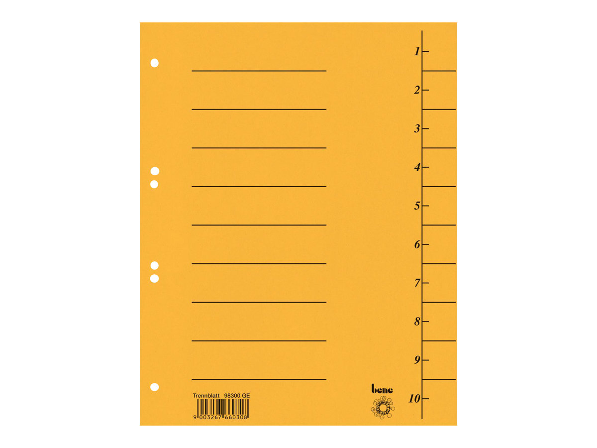 bene Trennblaetter 1-10 gelb, 50 St. bene Trennblaetter 1-10 gelb, 50 St.