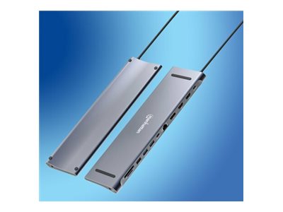 MANHATTAN USB-C PD Dockingstation 2xHDMI 1xDisplayPort bis 4K 3xUSB-A 1xUSB-C bis 5 Gbit/s USB-C PD 100W RJ45 SD/MicroSD 3,5mm Audio
