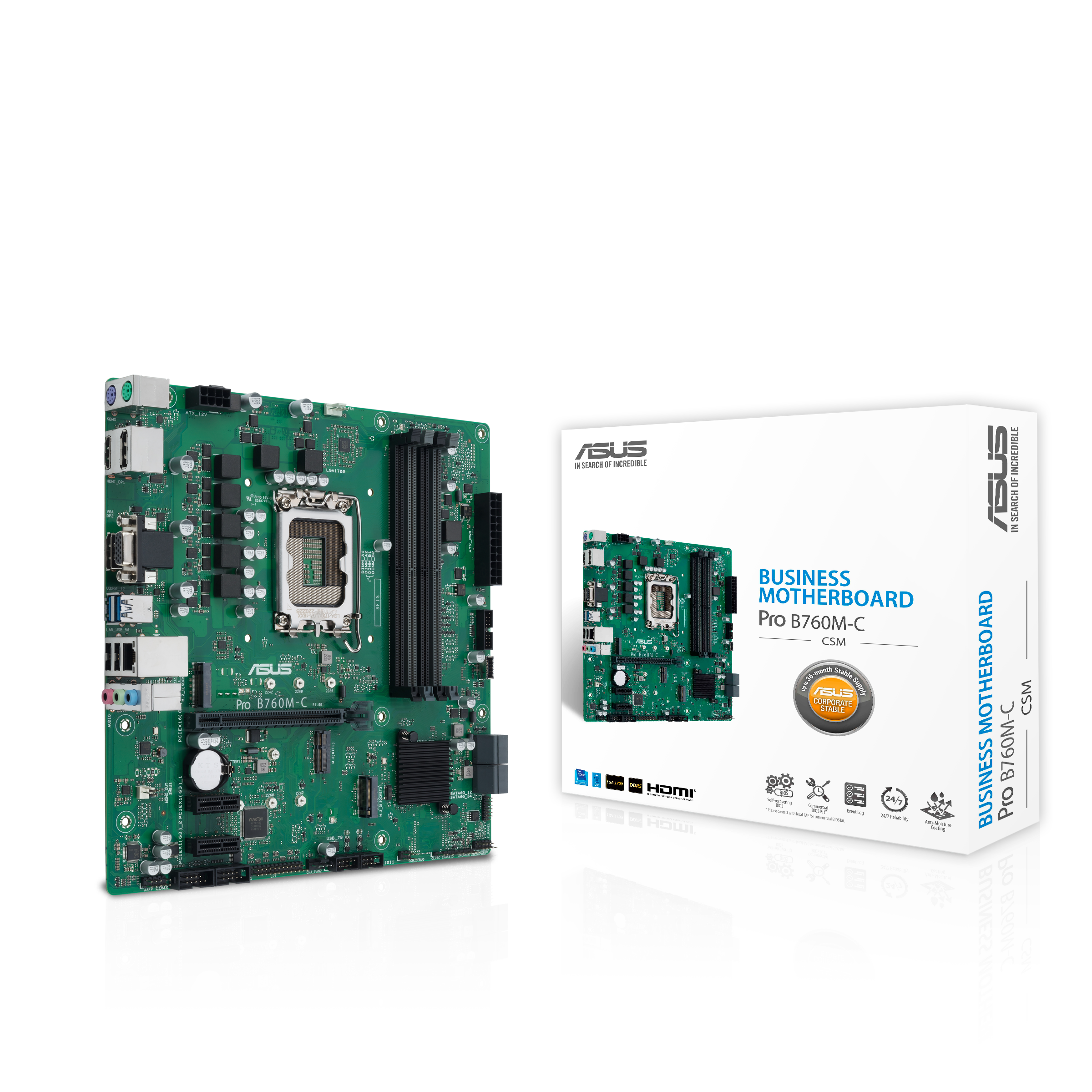 ASUS B760MCCSM LGA1700 4DDR5 microATX 4xSATA 2xDP 14 HDMI 21 DSub MB