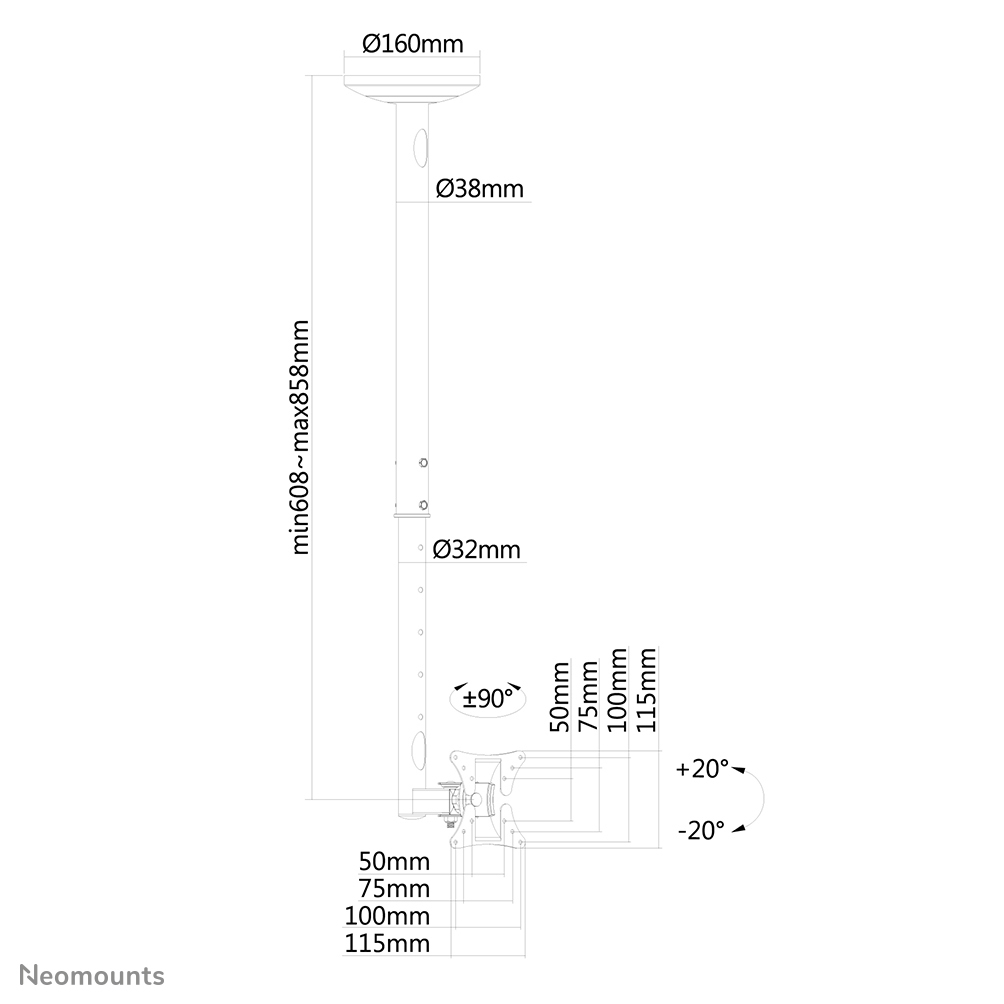 Neomounts by Newstar DEH 10-30 1TFT schwarz  Max.20KG