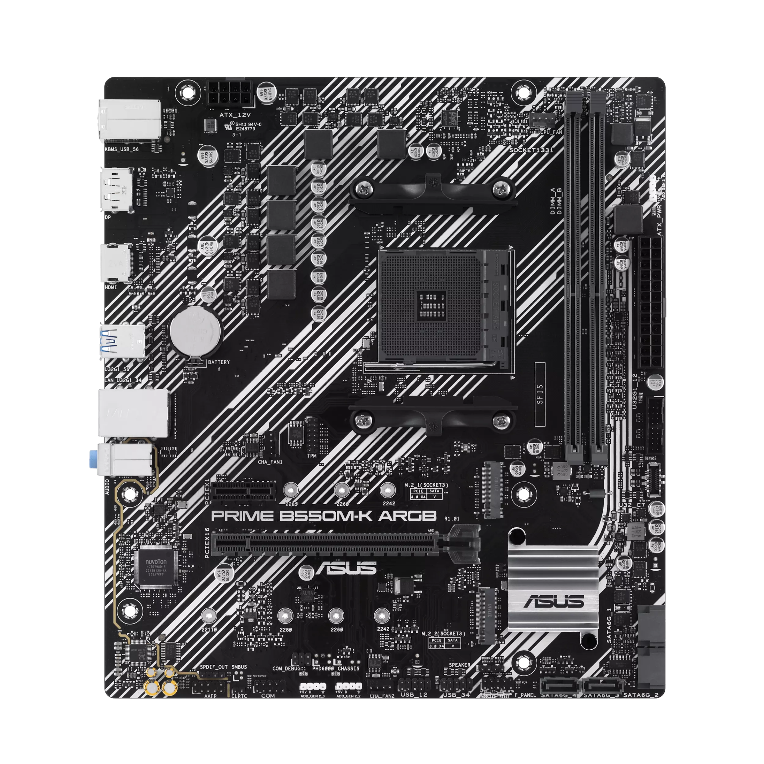 ASUS PRIME B550MK ARGB AM4 2DDR4 microATX 4xSATA MB 1xHDMI 21 1xDP 14 2xM2