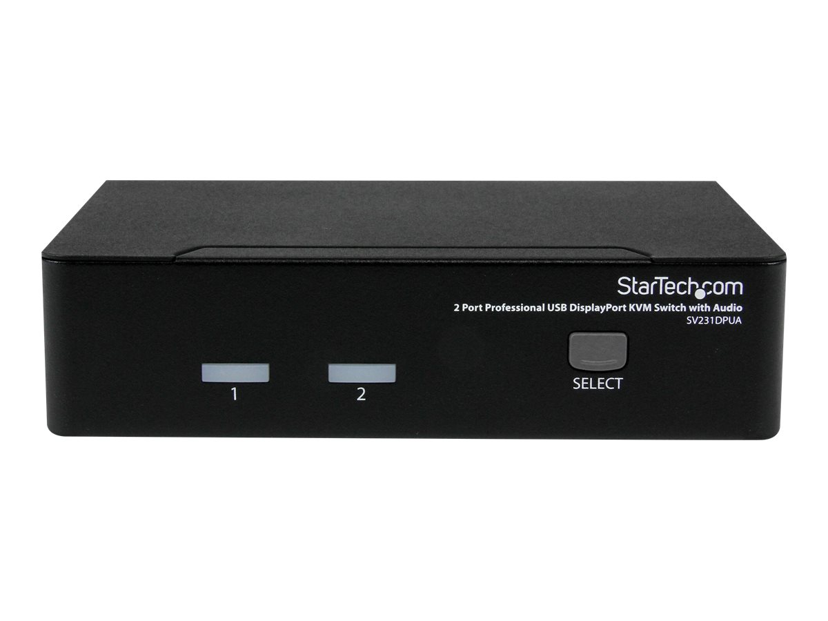 StarTech.com 2 Port DisplayPort USB KVM Switch - DisplayPort KVM Umschalter mit Audio - Hochauflösender DisplayPort Desktop Umschalter - KVM-/Audio-Switch - 2 Anschlüsse