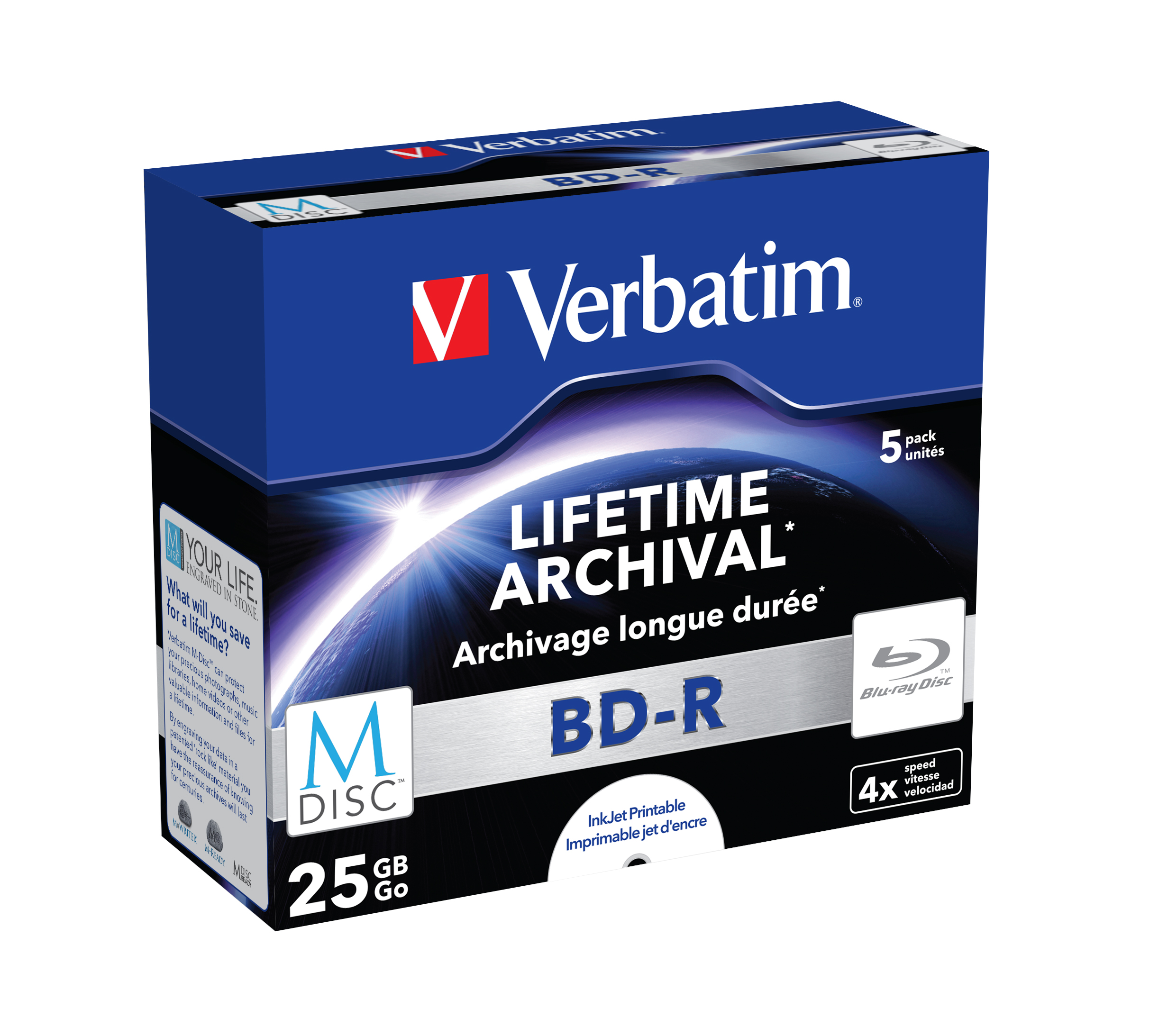 verbatim Bluray BDR 25 GB bedruckbar, 5 St