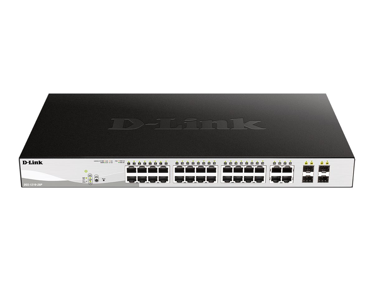 D-LINK DGS-1210-28P/E 28-Port smart managed PoE Gigabit Switch 24x 10/100/1000BASE-T PoE 4x TP Combo Port/SFP 193W PoE Kapazität
