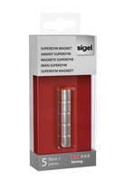 SIGEL Strong Magnete silber, Metall Ã 1,0 x 1,0 cm, 5 St.
