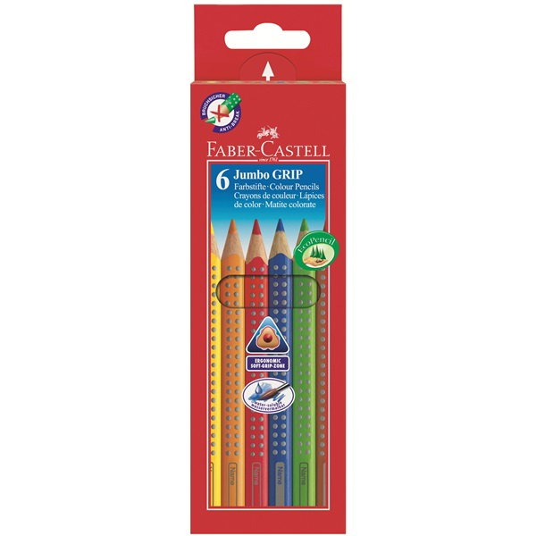 FABER-CASTELL Jumbo GRIP Buntstifte farbsortiert, 6 St.
