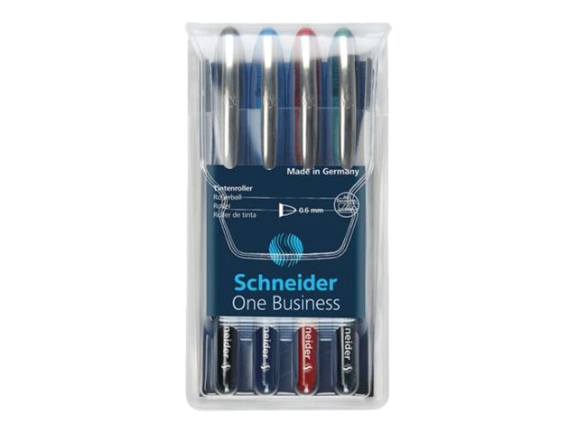 Schneider One Business Tintenroller 0,6 mm, Schreibfarbe farbsortiert, 4 St