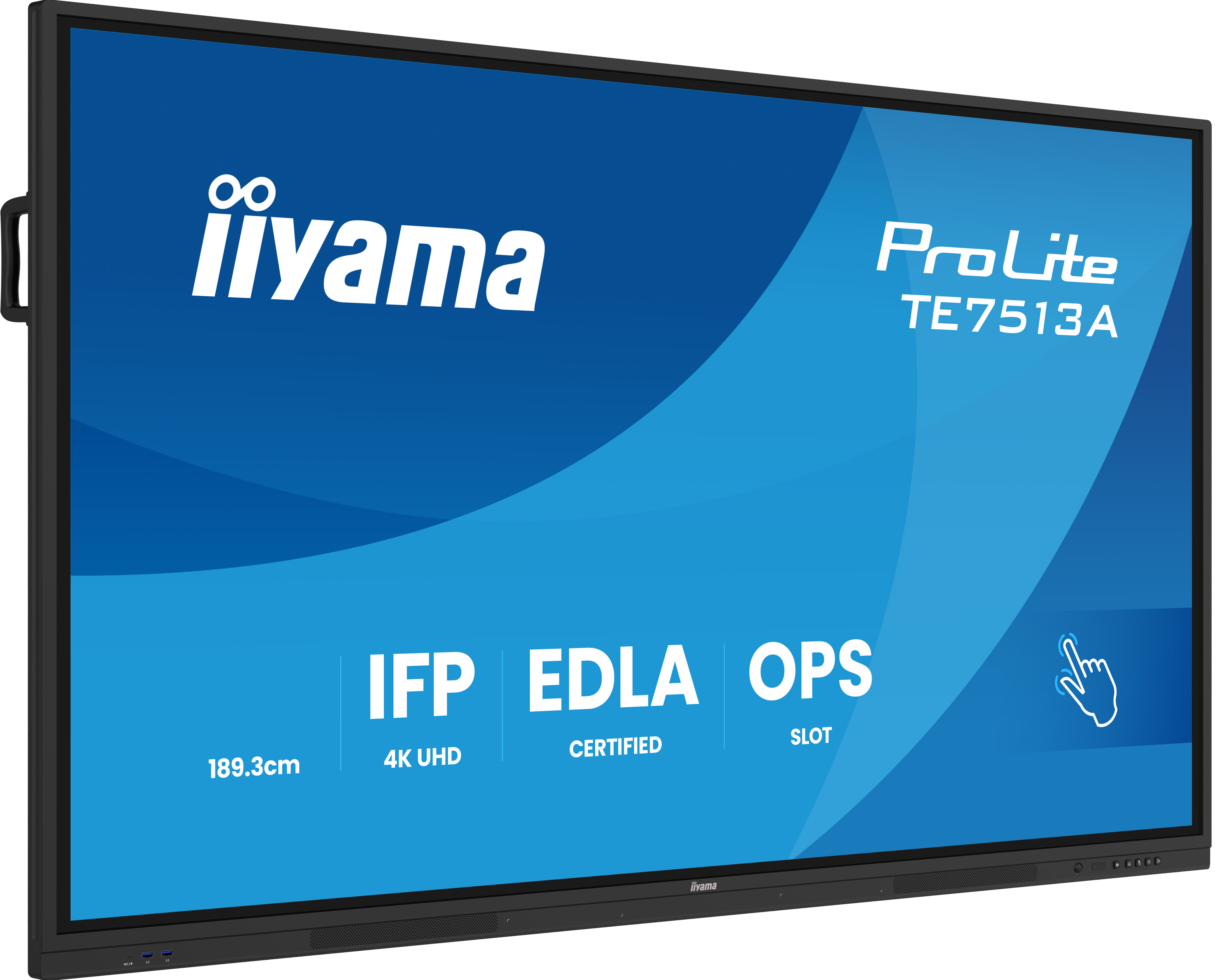 IIYAMA TE7513AB1AG 190,5cm 75Zoll iiWare21E EDLA GoogleGMSapps Android 14 8128GB 40Points PureTouch IR 3840x2160 UHD IPS