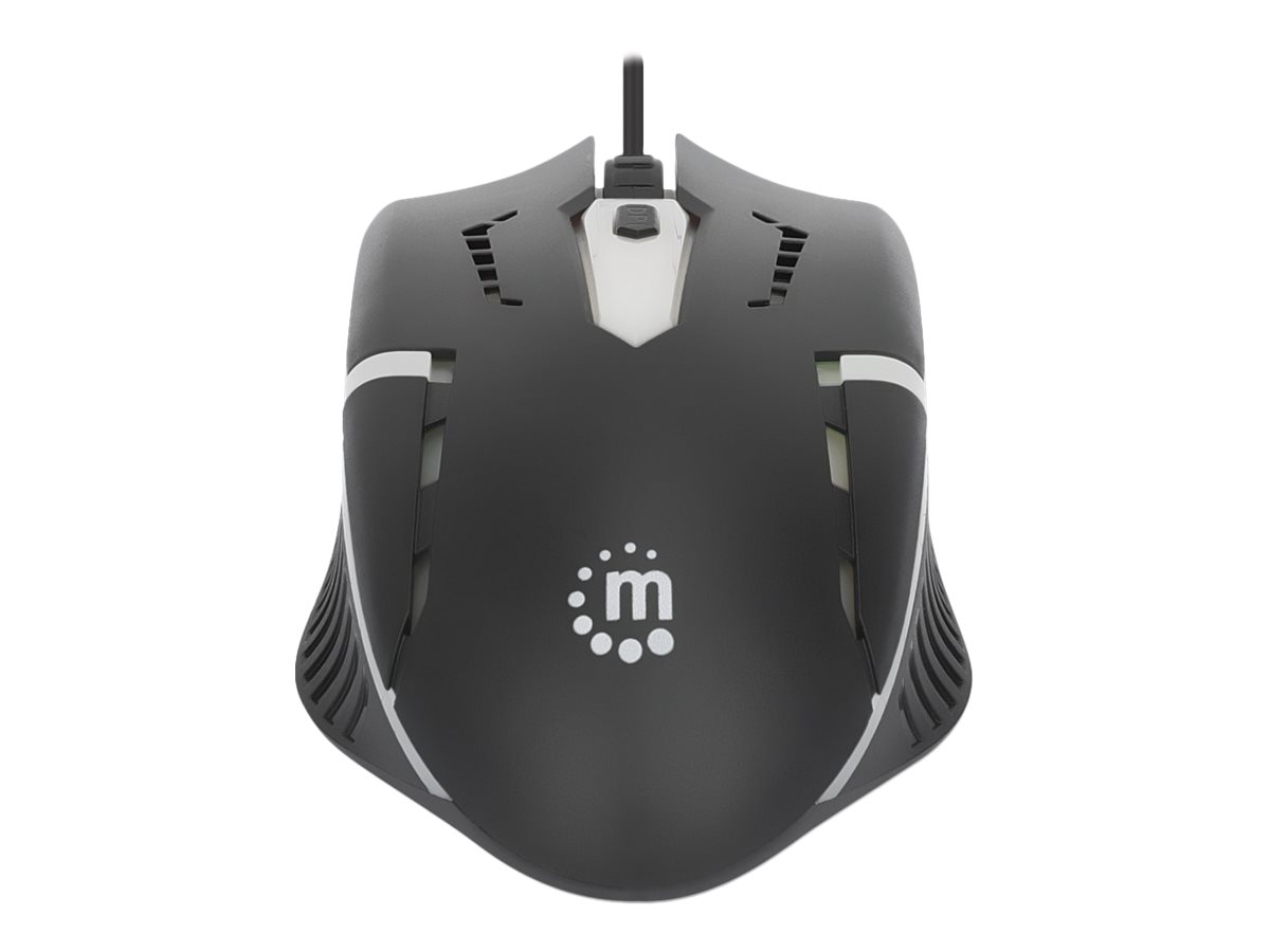 MANHATTAN RGB LED Optische USB-Gaming-Maus USB-A vier Tasten plus Mausrad 1500 dpi LED-Beleuchtung, 1,4 m Kabel schwarz MANHATTAN RGB LED Optische USB-Gaming-Maus USB-A vier Tasten plus Mausrad 1500 dpi LED-Beleuchtung, 1,4 m Kabel schwarz