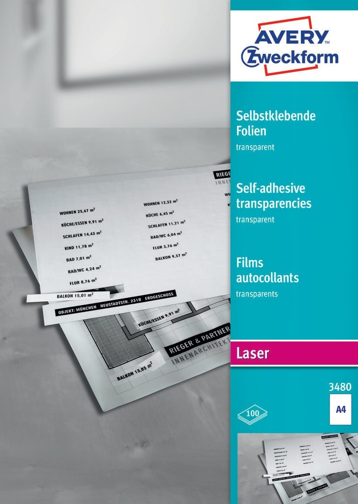 AVERY Zweckform Laserfolien 3480 matt, 100 St. AVERY Zweckform Laserfolien 3480 matt, 100 St.