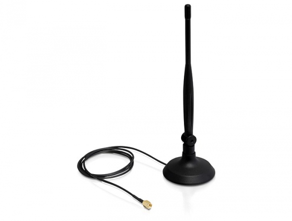 Delock WLAN 802.11 b/g/n Antenne RP-SMA 4 dBi omnidir. Gelenk mit magn. Standfu?