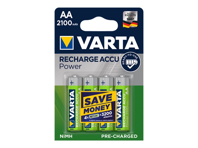 4 VARTA Akkus RECHARGE ACCU Power Mignon AA 2.100 mAh 4 VARTA Akkus RECHARGE ACCU Power Mignon AA 2.100 mAh