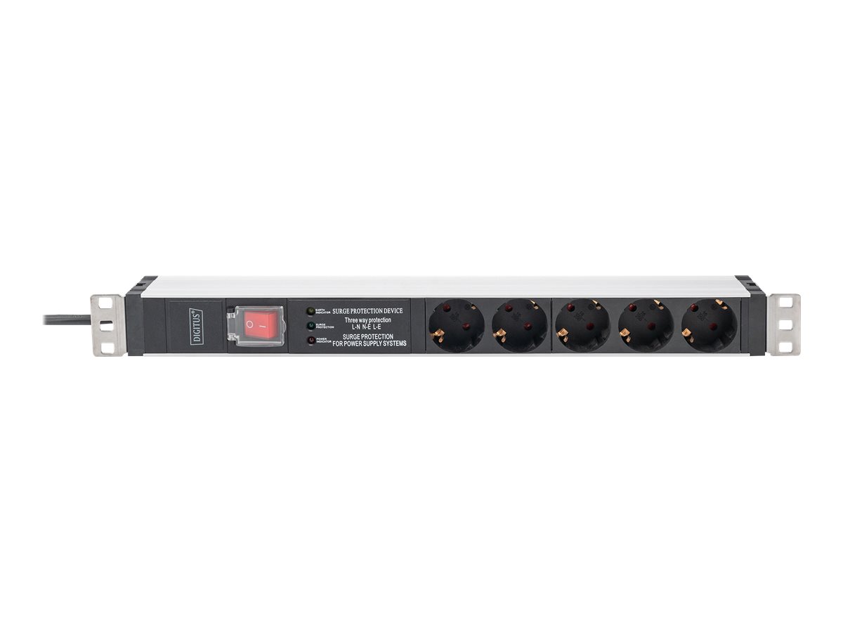 DIGITUS 1U Aluminum PDU rackmountable 5x Safety outlet 16A 230VAC 50/60Hz overvoltage Net filter Switch DIGITUS 1U Aluminum PDU rackmountable 5x Safety outlet 16A 230VAC 50/60Hz overvoltage Net filter Switch