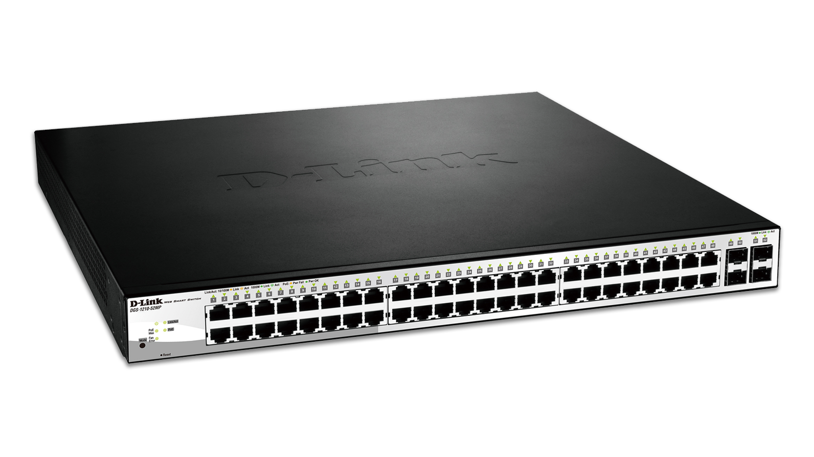 DLINK DGS121052MPE 52Port smart managed PoE Gigabit Switch 48x 101001000BASET PoE 4x TP Combo PortSFP Slot 370W PoE Kapaz