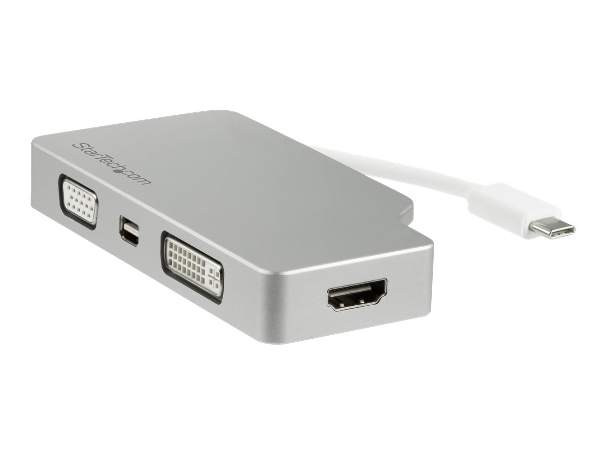 STARTECHCOM Aluminium Reise AV Adapter 4in1 USBC auf VGA, DVI, HDMI oder mDP USB TypeC Adapter 4K