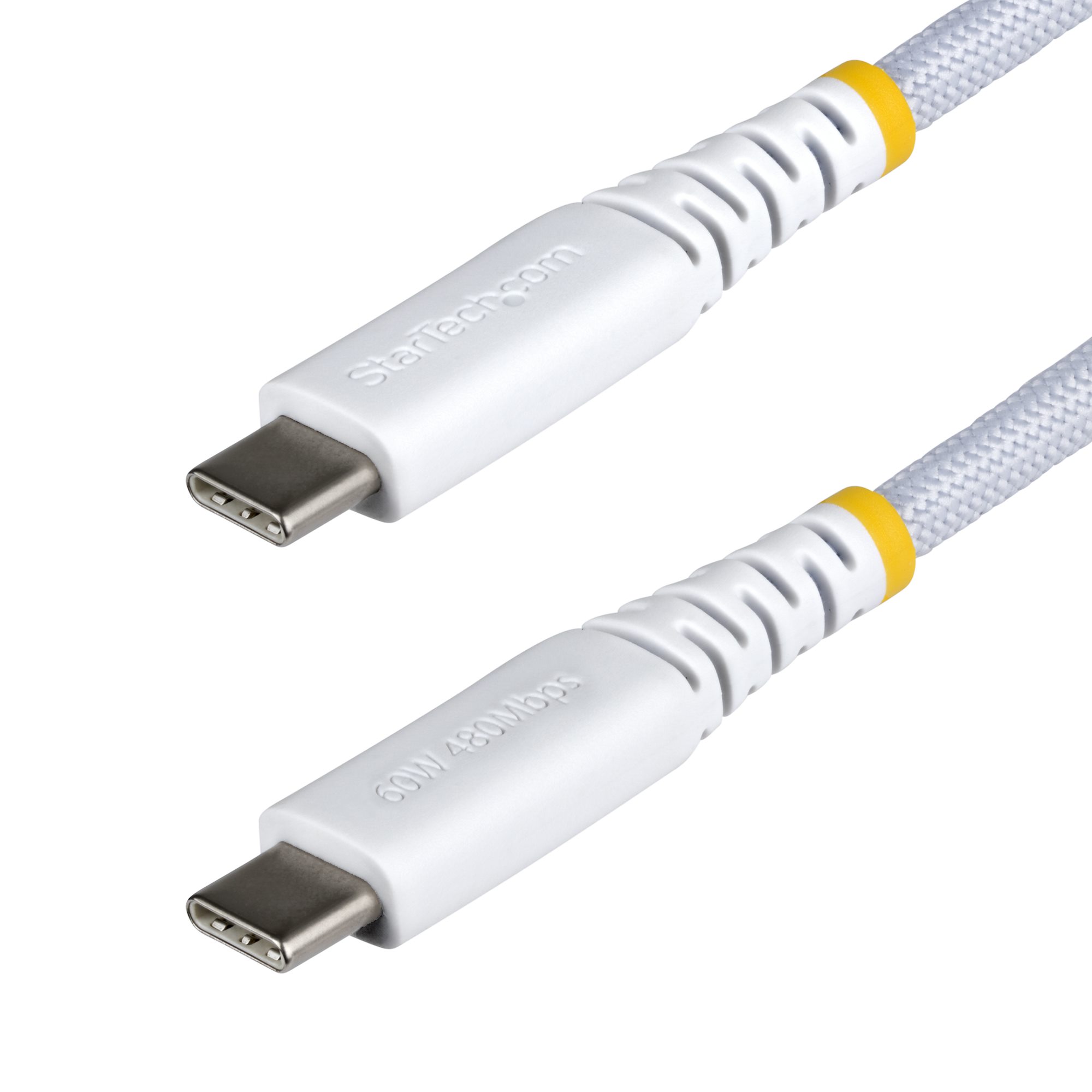 STARTECHCOM 15cm USBC Ladekabel 60W 3A PD Geflochtenes NylonTPE Mantel Robustes USBC LaptopHandy Ladekabel Weiss