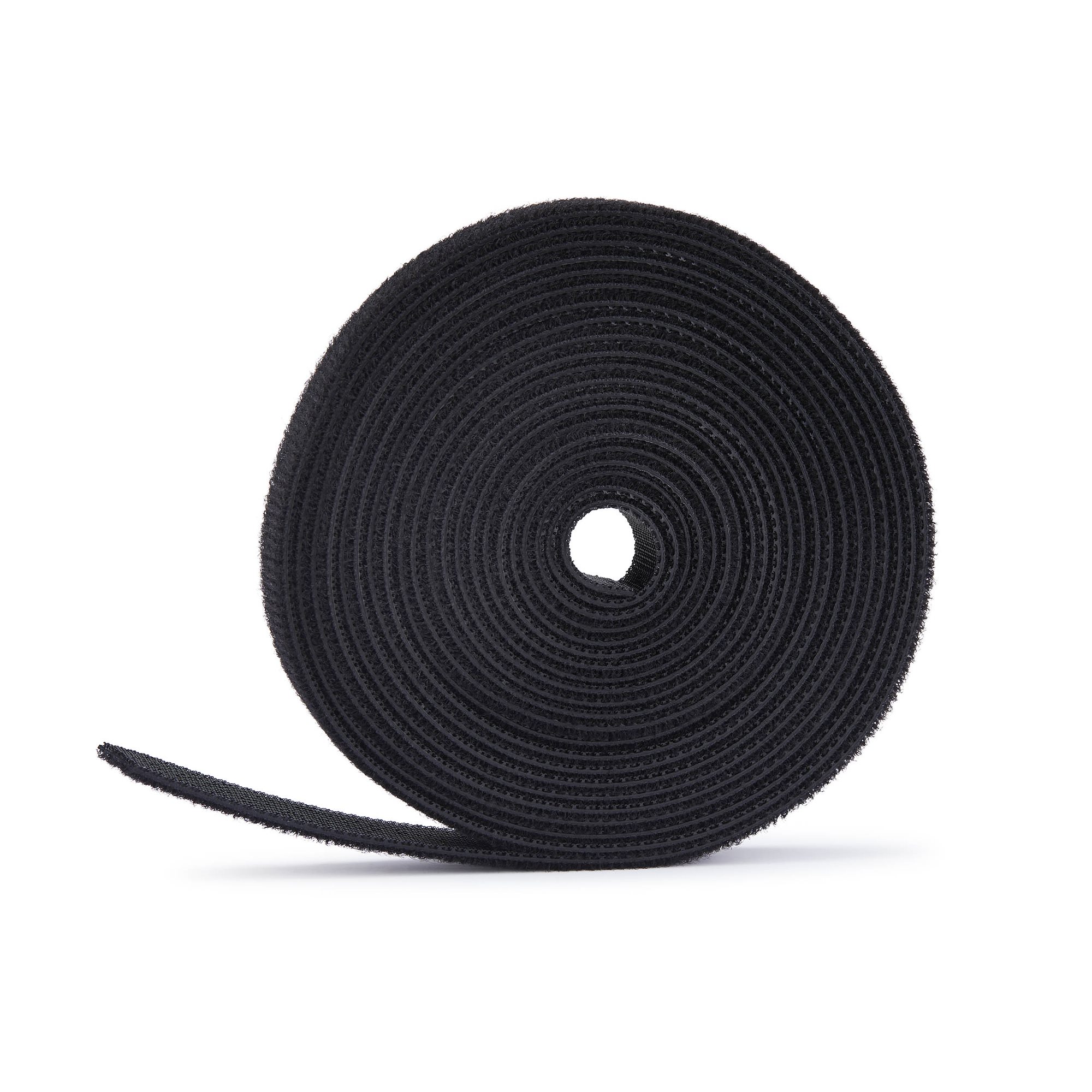 STARTECHCOM 22,8m Klettbandrolle schwarz 12,7mm breit zuschneidbar wiederverwendbare Kabelbinder Klettverschluss Rolle