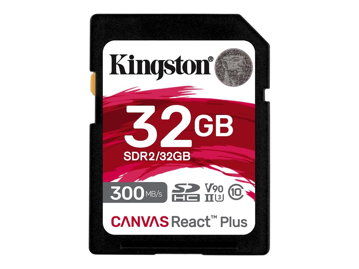 KINGSTON 32GB Canvas React Plus SDHC UHS-II 300R/260W U3 V90 for Full HD/4K/8K