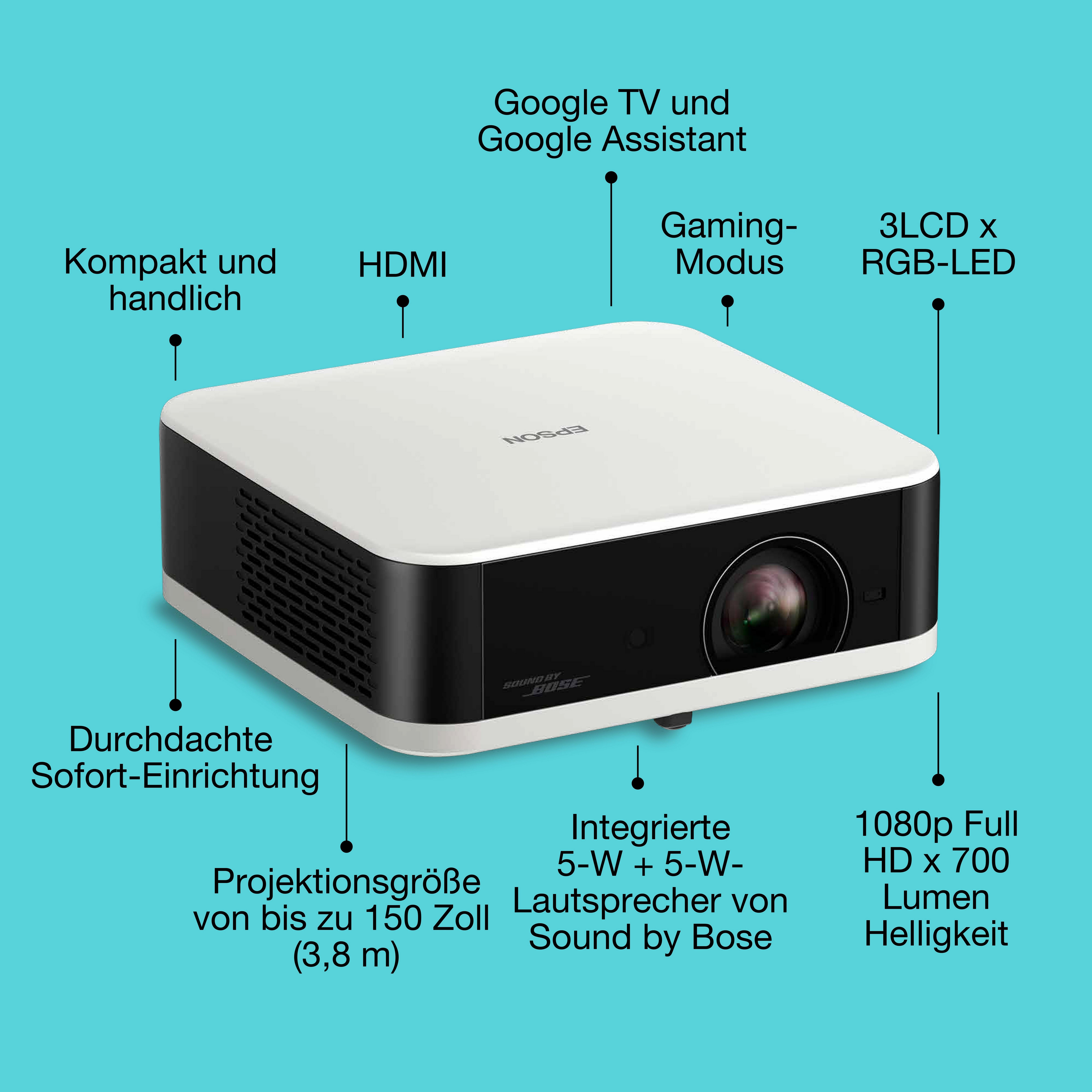 Epson EF-61W 3LCD Projektor 700 lm Weiß