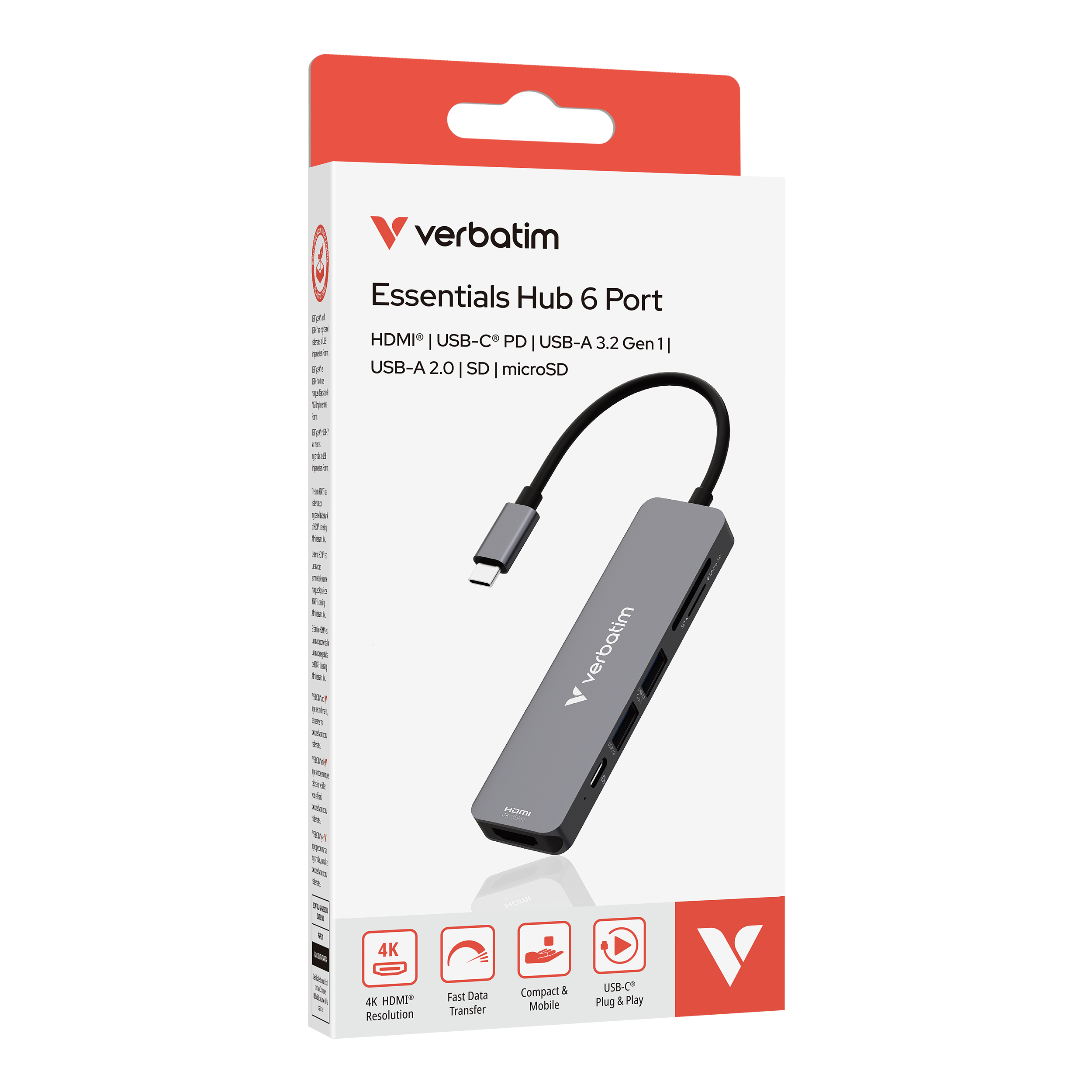Verbatim Essentials Multiport Hub 6-Port Card Reader