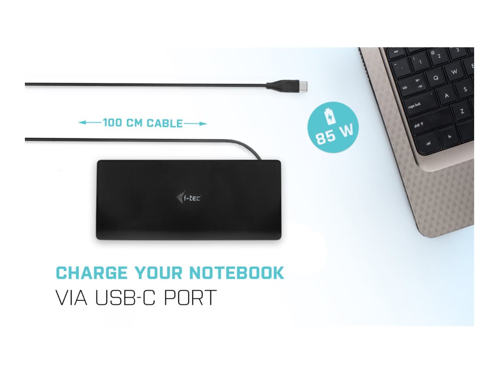 I-TEC USB-C Quattro Display Docking Station 2x DP 2x HDMI 1xGLAN 5x USB 3.0 1x USB-C-Datei 1x Audio 1x Mic 85W PD KL
