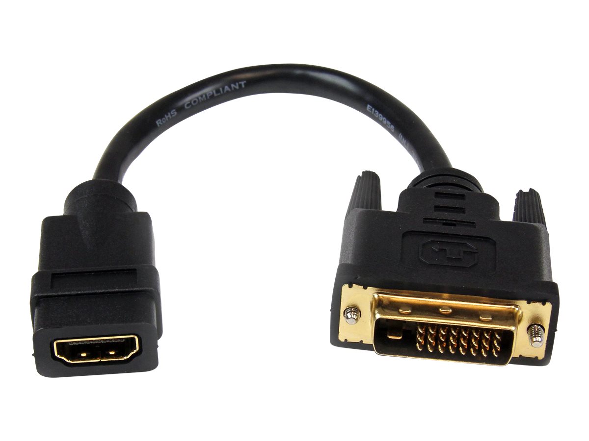 STARTECH.COM HDMI auf DVI Adapter 20cm - DVI-D 25 pin Stecker zu HDMI 19 pin Buchse - Monitor Dongle Adapterkabel