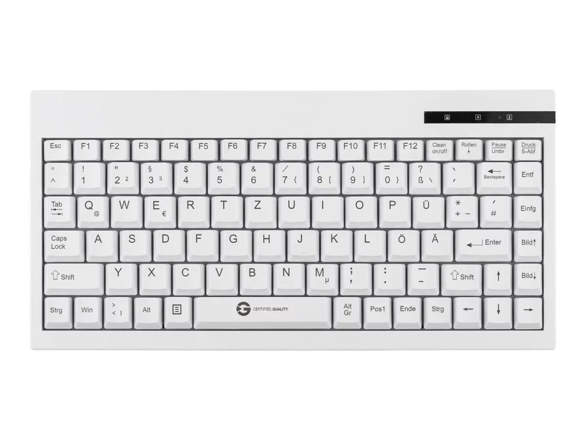 GETT GCQ Cleantype Easy Basic Compact kompakte Tastatur mit Kunststoffgehaeuse 88 Tasten USB Farbe weiss Layout: DE