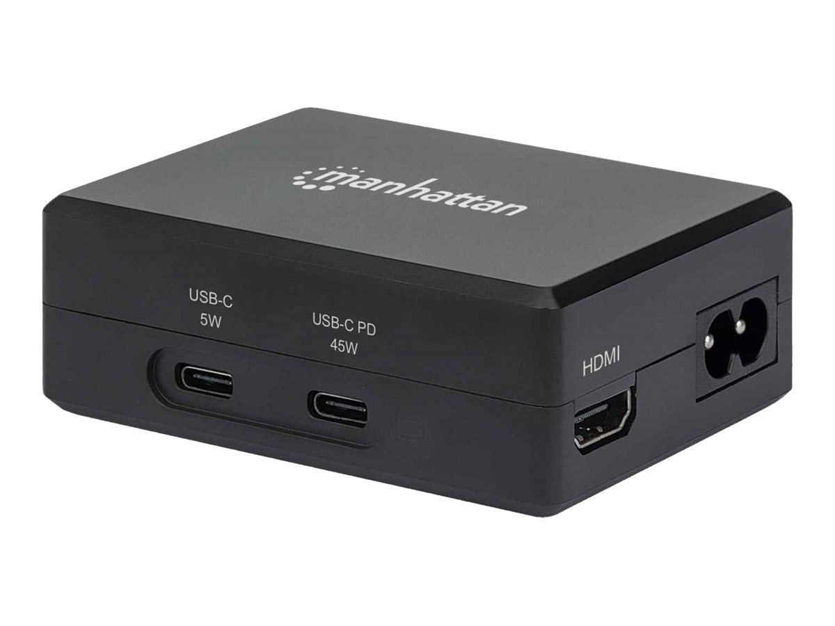 MANHATTAN Smart Video Power Delivery-Ladehub 1x HDMI 1x USB-C PD 45W 1x USB-C 5V/1A 2x USB 3.2 Gen 1 Typ A -Port internes Netzteil MANHATTAN Smart Video Power Delivery-Ladehub 1x HDMI 1x USB-C PD 45W 1x USB-C 5V/1A 2x USB 3.2 Gen 1 Typ A -Port internes Netzteil