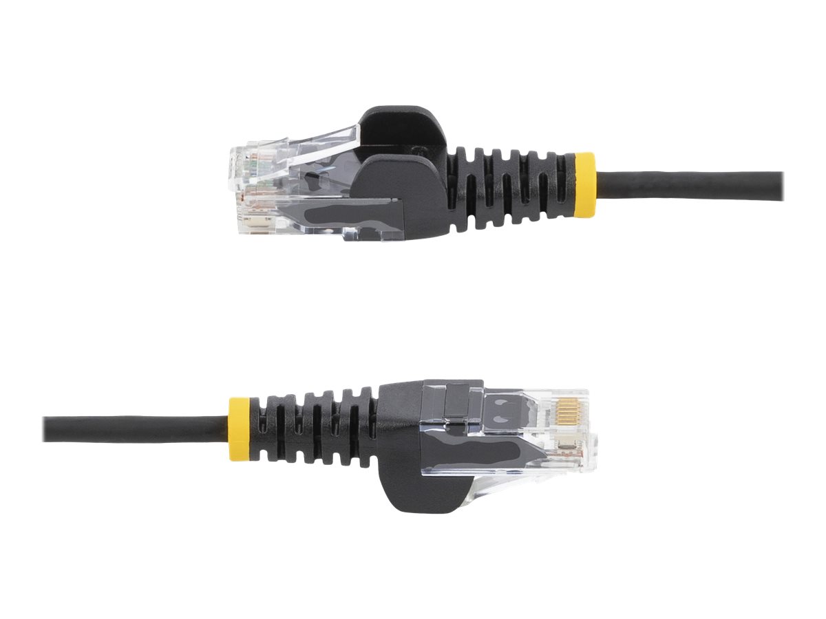 STARTECH.COM 0.5 m CAT6 Cable - Slim CAT6 Patch Cord - Black - Snagless RJ45 Connectors - Gigabit Ethernet Cable - 28 AWG