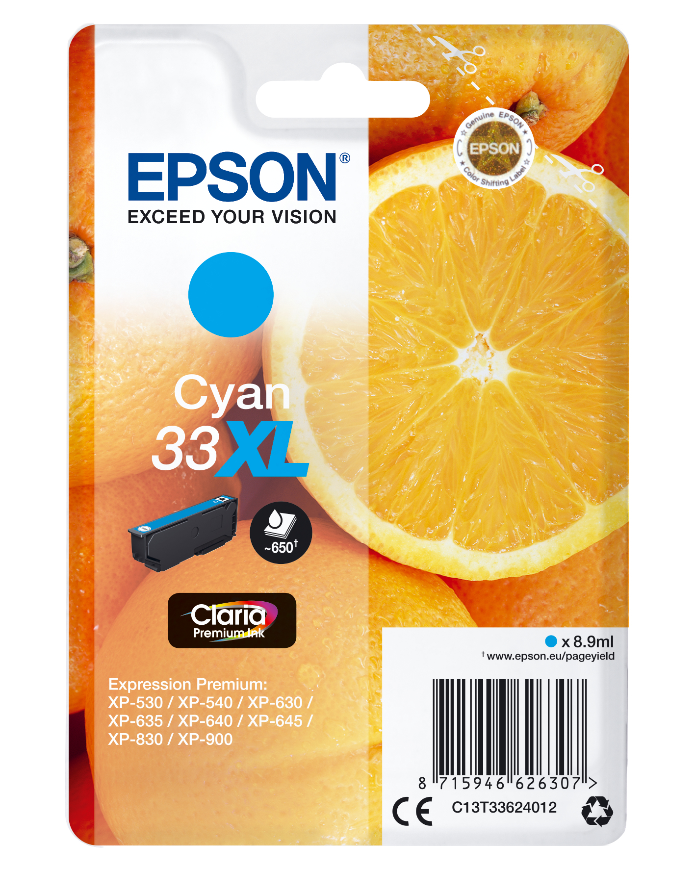 C13T33624012 EPSON XP Tinte cyan HC 530 C13T33624012 EPSON XP Tinte cyan HC 530