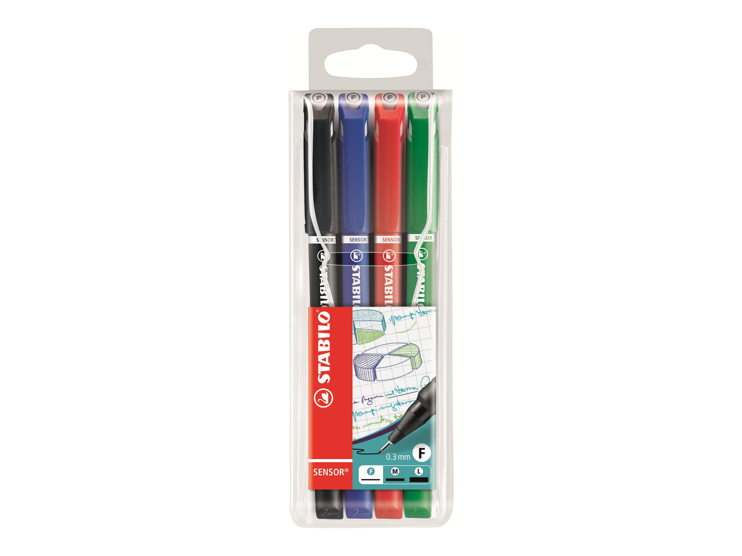 STABILO sensor 189 Fineliner farbsortiert 0,3 mm, 4 St.