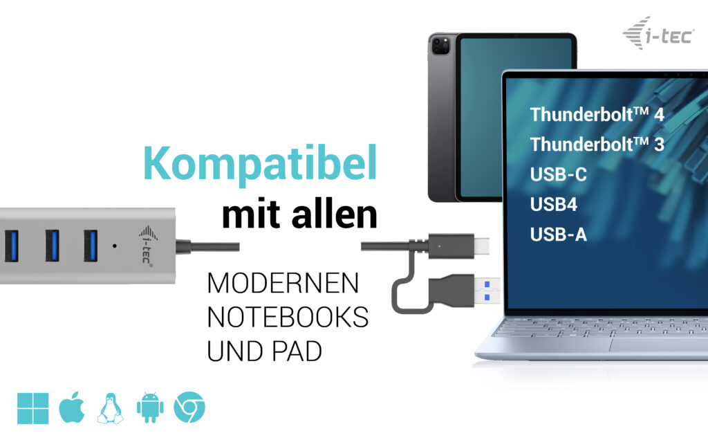 ITEC USBC Charging Metal HUB 7 Port ohne Netzteil