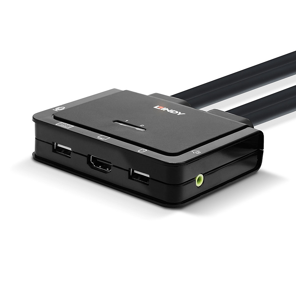 LINDY 2 Port HDMI 20 18G USB 20 Cable KVM Switch mit Audio